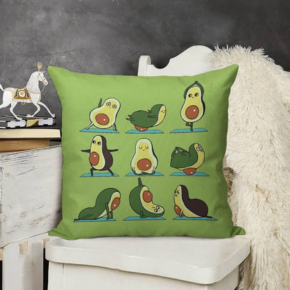 Avocado Yoga Linen Throw Pillow Cover