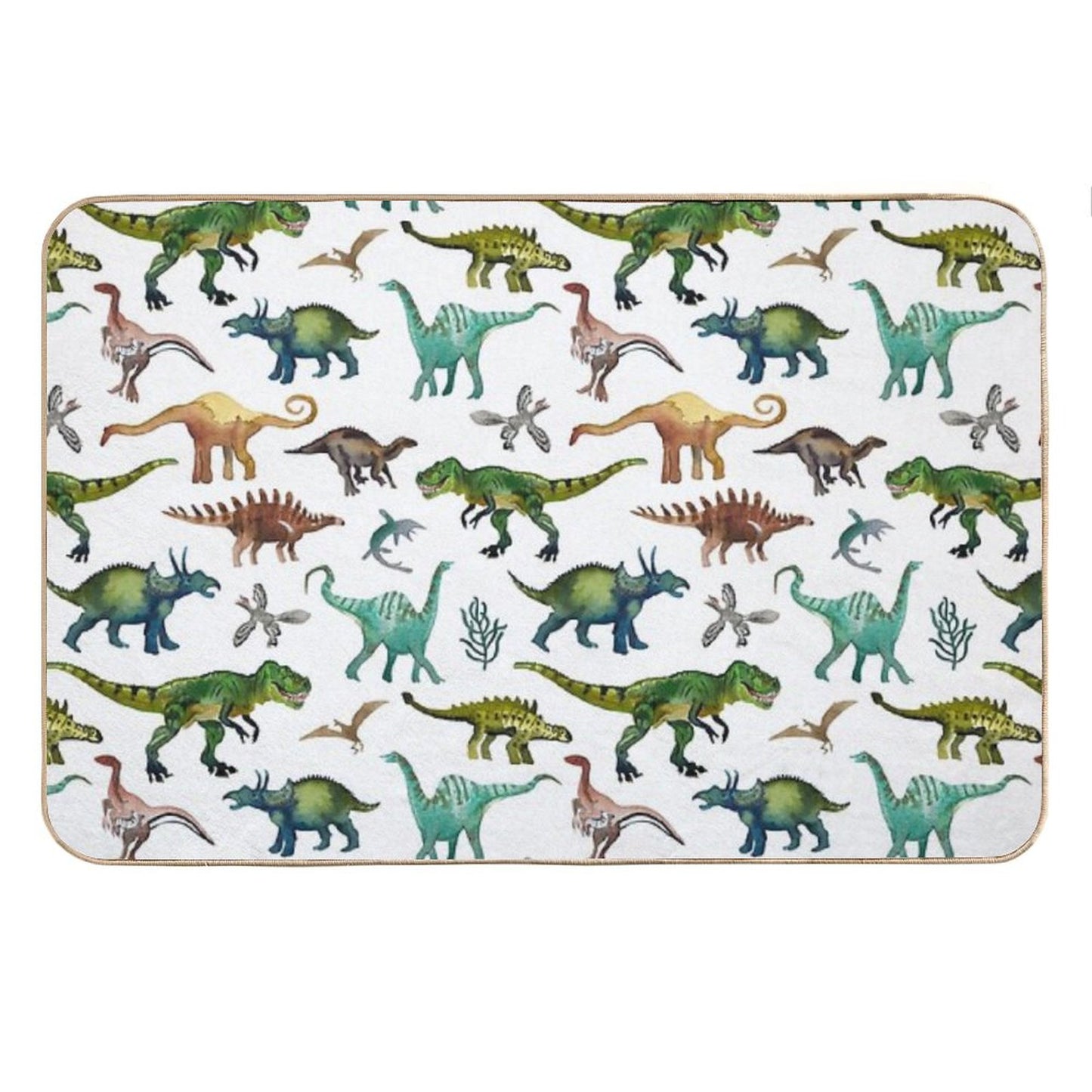 Dino-Mite Dreams for Kids  Trendy Dinosaur Pattern  Unique Gift Idea. Bath Mat