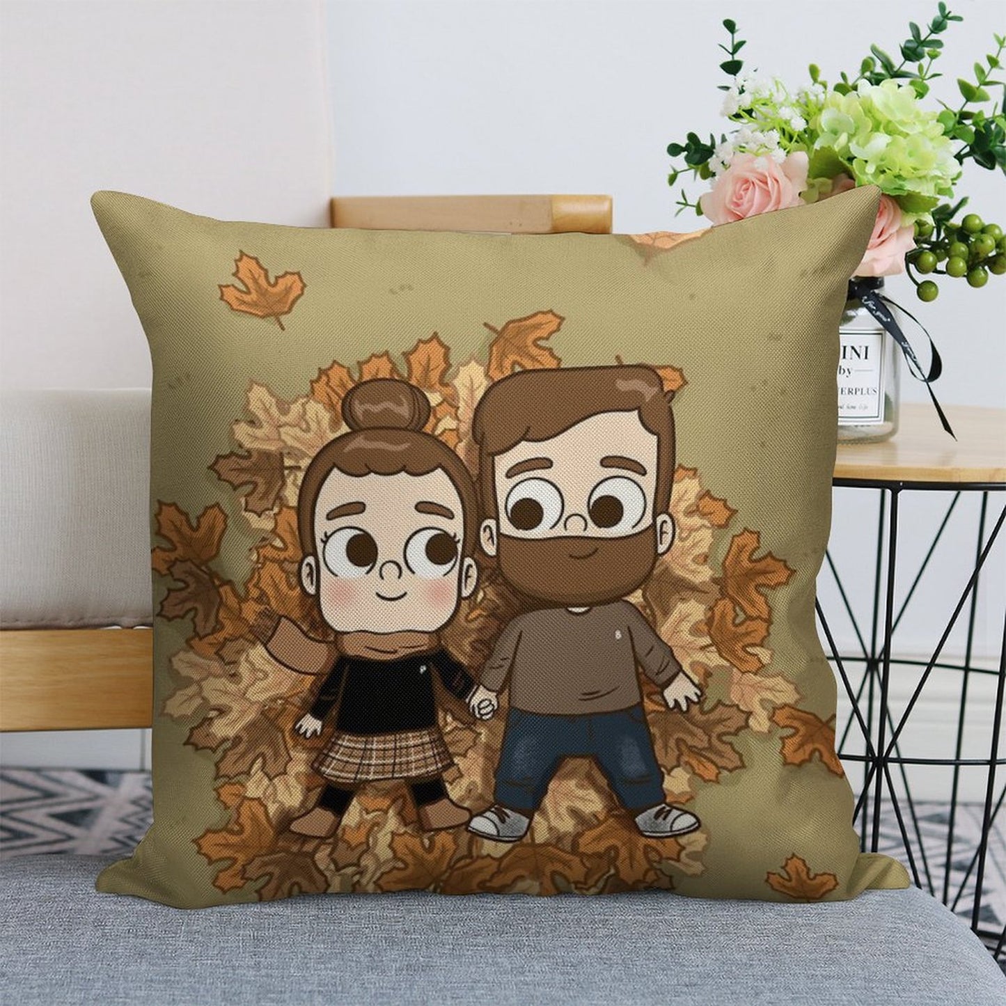 Fall Phone Home - Pibubear Linen Throw Pillow Cover