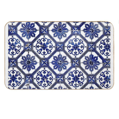 Blue And White Portuguese Tile Bath Mat