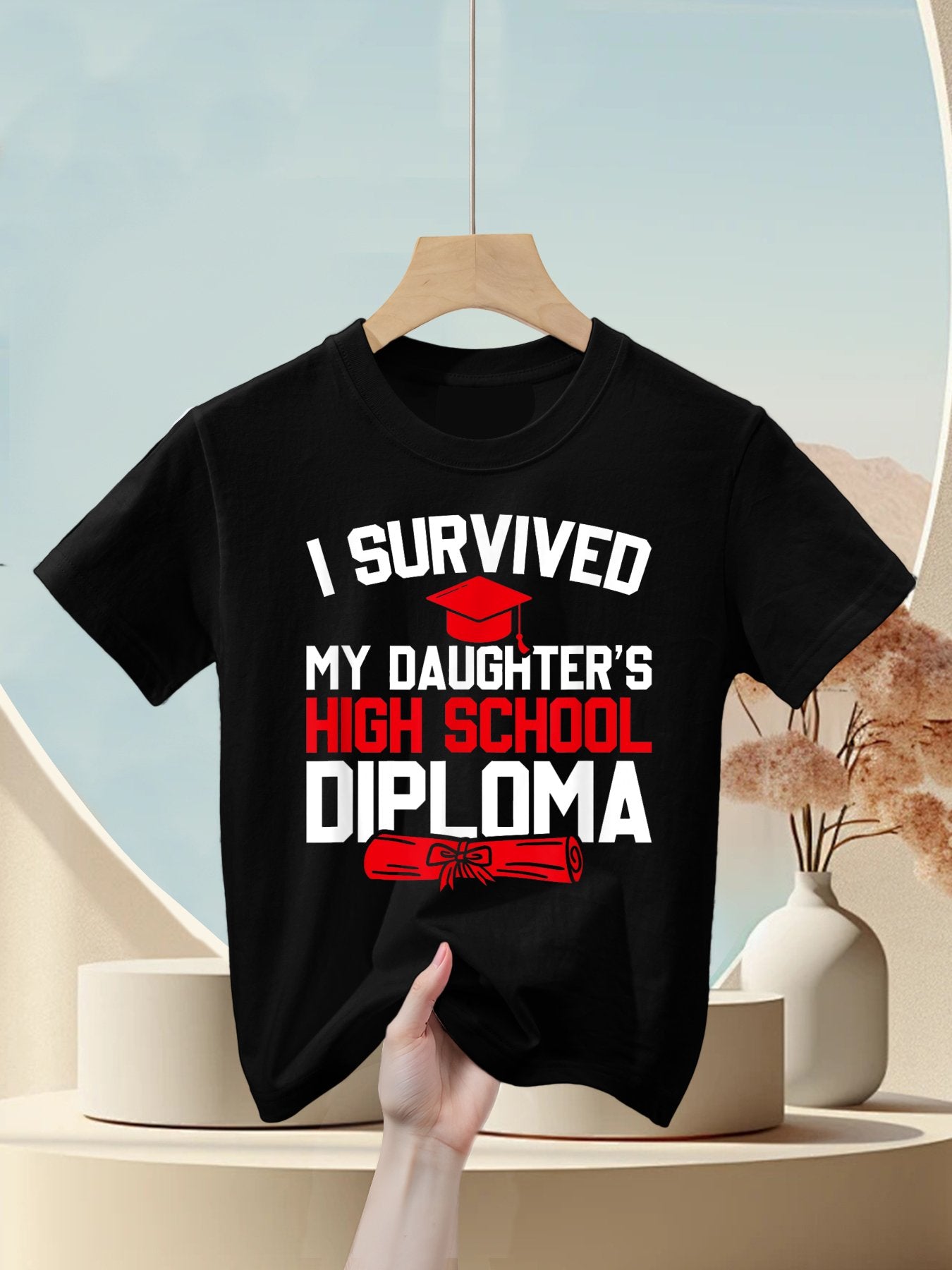I Survived My Daughter&#39;s High School Diploma, Graduation Kids T-Shirt