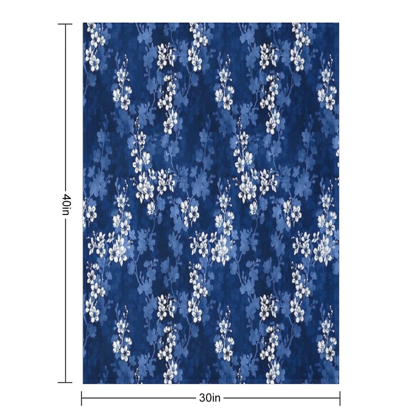 Sakura Blossom in Deep Blue Throw Blanket