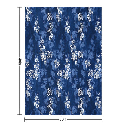 Sakura Blossom in Deep Blue Throw Blanket