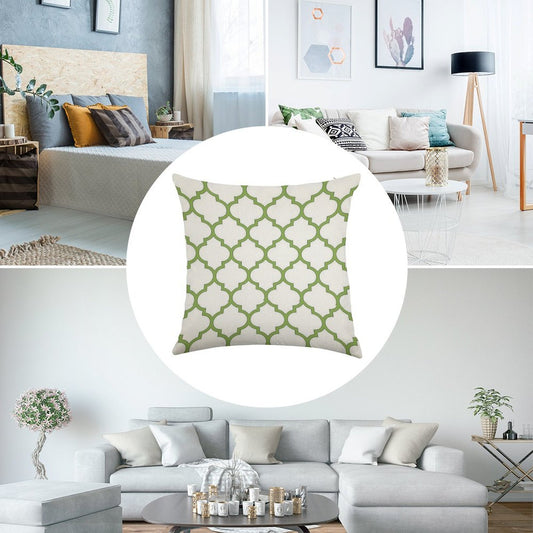 PANTONE COLOUR OF THE YEAR 2017 GREENERY DOMES QUATREFOIL GEOMETRIC PATTERN BY OZCUSHIONSTOO Linen Throw Pillow Cover