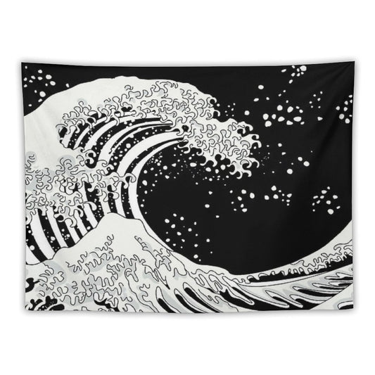 Black And White Great Wave Tapestry