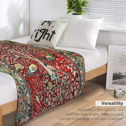 Antique Persian Rug Bird Tree Flowers Ca. 1600 Print Throw Blanket