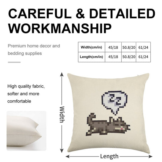 Stardew Valley Sleeping Cat Sploot Linen Throw Pillow Cover