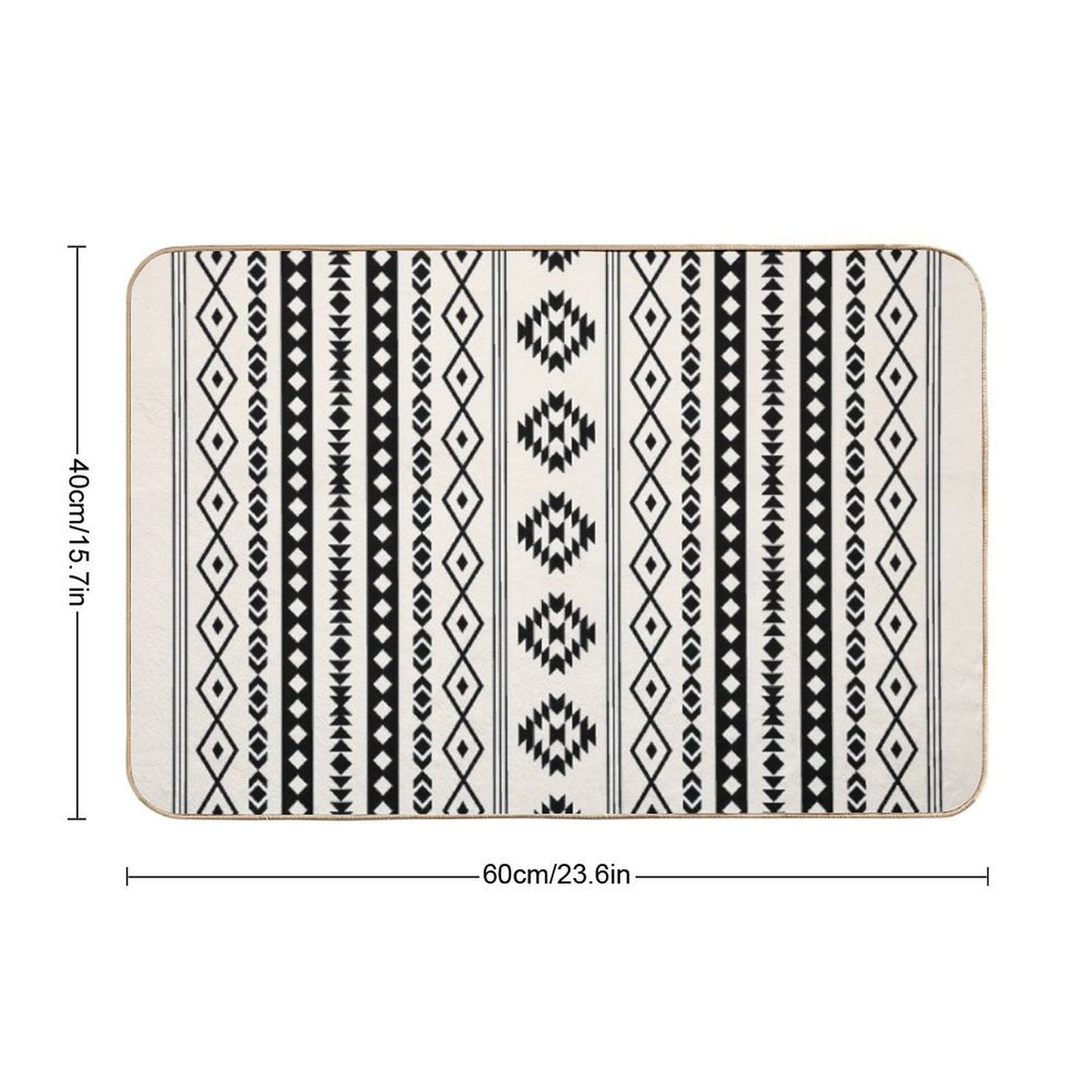 Aztec Black on Cream Mixed Motifs Pattern Bath Mat