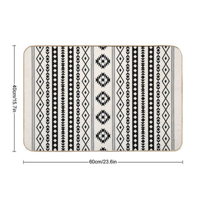 Aztec Black on Cream Mixed Motifs Pattern Bath Mat