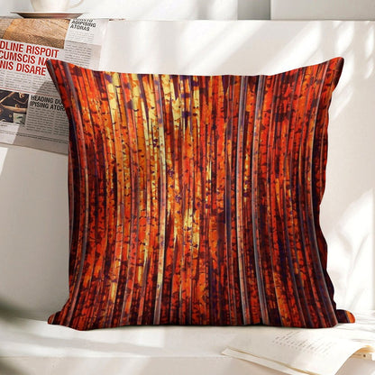Abstract Orange Stripes Linen Throw Pillow Cover