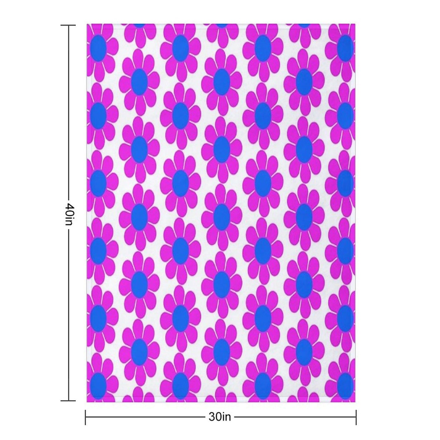 Pink Blue Hippie Flower Power Daisy Throw Blanket