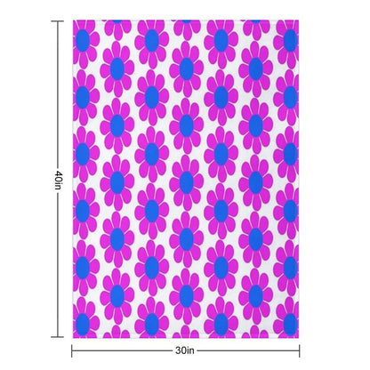 Pink Blue Hippie Flower Power Daisy Throw Blanket