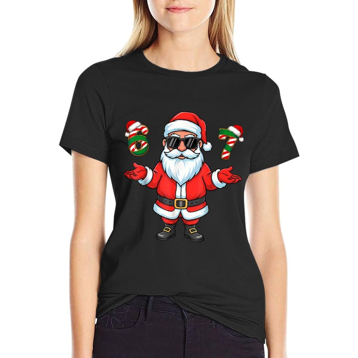 67 Meme Six Seven 6 7 Funny Santa Matching Xmas 67 Christmas  Moisture-wicking T-Shirt