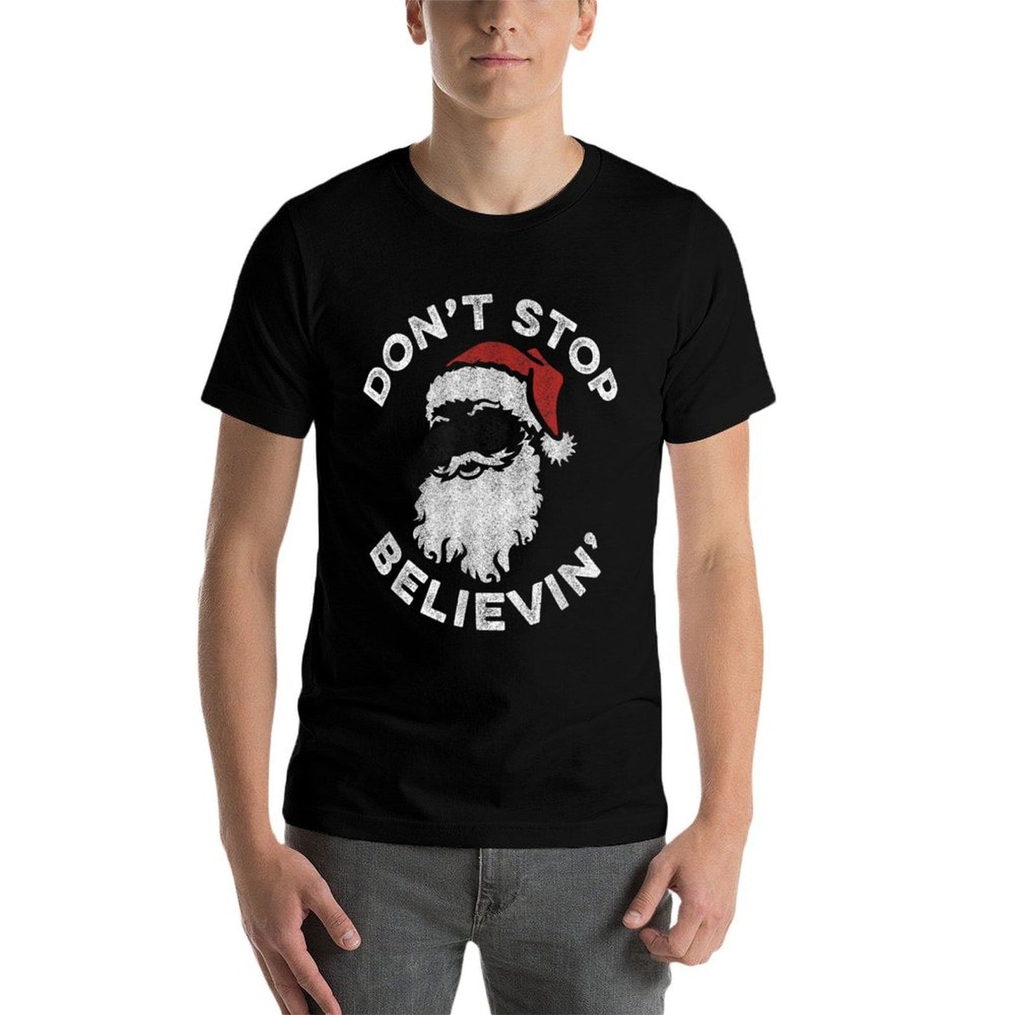 Dont Stop Believin Cool Shades Santa  Eco-friendly Material T-Shirt
