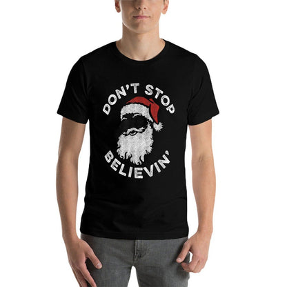 Dont Stop Believin Cool Shades Santa  Eco-friendly Material T-Shirt