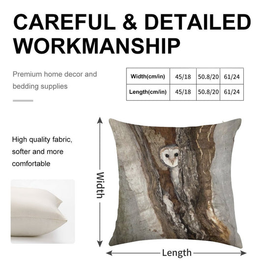 Barn Owl Peekaboo Linen Throw Pillow Cover