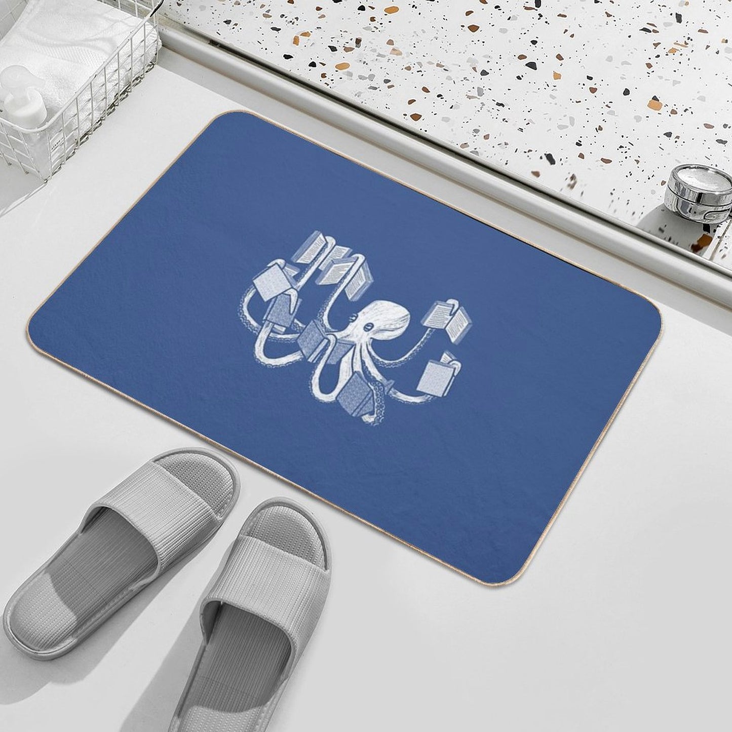 Armed With Knowledge (dark Blue Version) Bath Mat