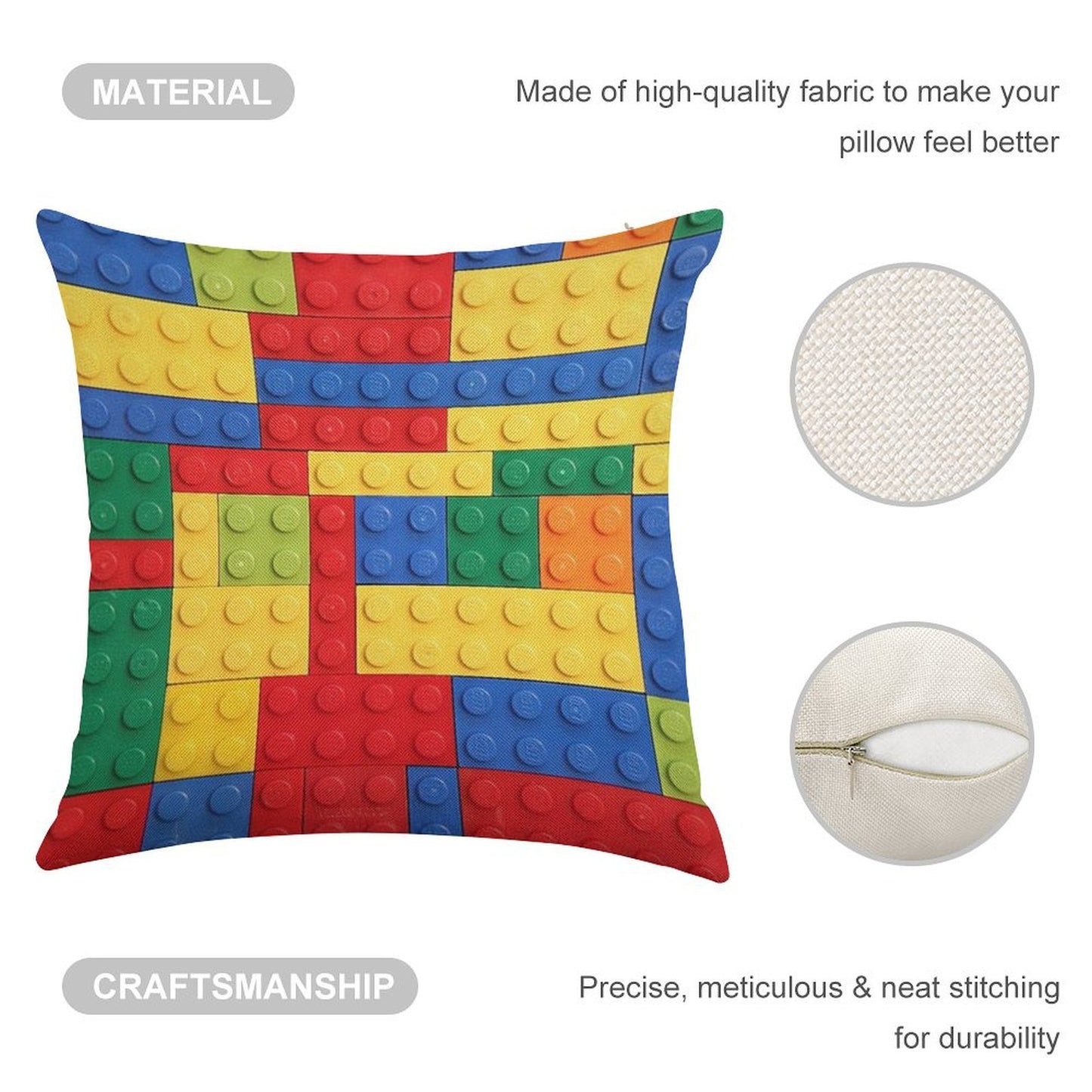 Colorful Bricks Design Linen Throw Pillow Cover