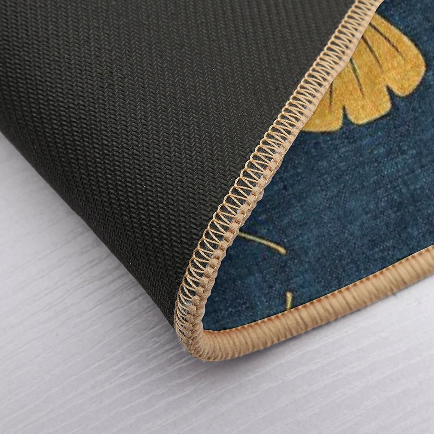 Ginkgo Biloba -  Gingko Leaves  - Blue Bath Mat