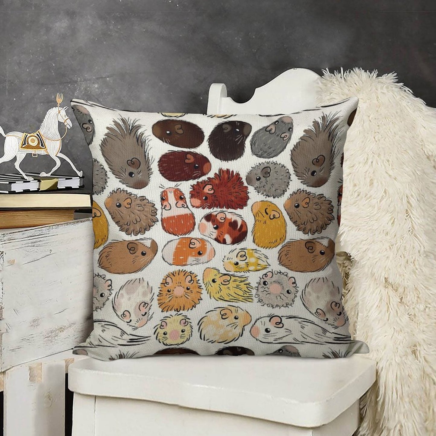 Guinea Pig Gradient Linen Throw Pillow Cover