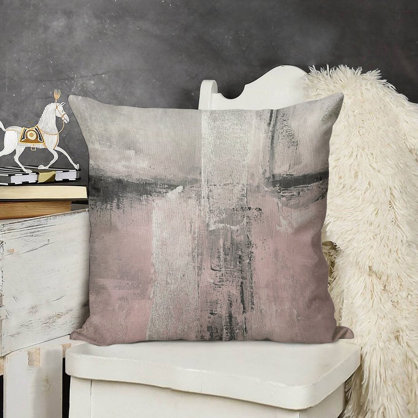 Blush Linen Throw Pillow Cover