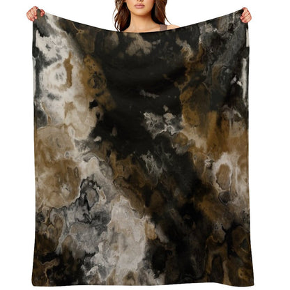 Black Gold And White Abstract Throw Blanket