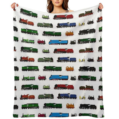 Iconic British Steam Trains Throw Blanket