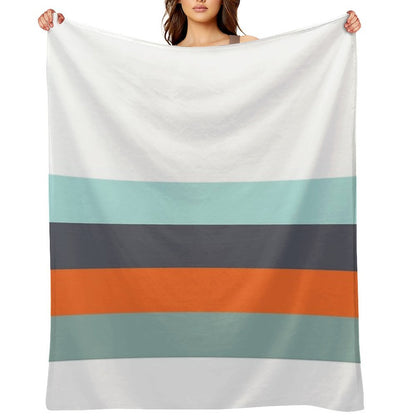 Low Stripe White & Blue Color Block Pattern Throw Blanket