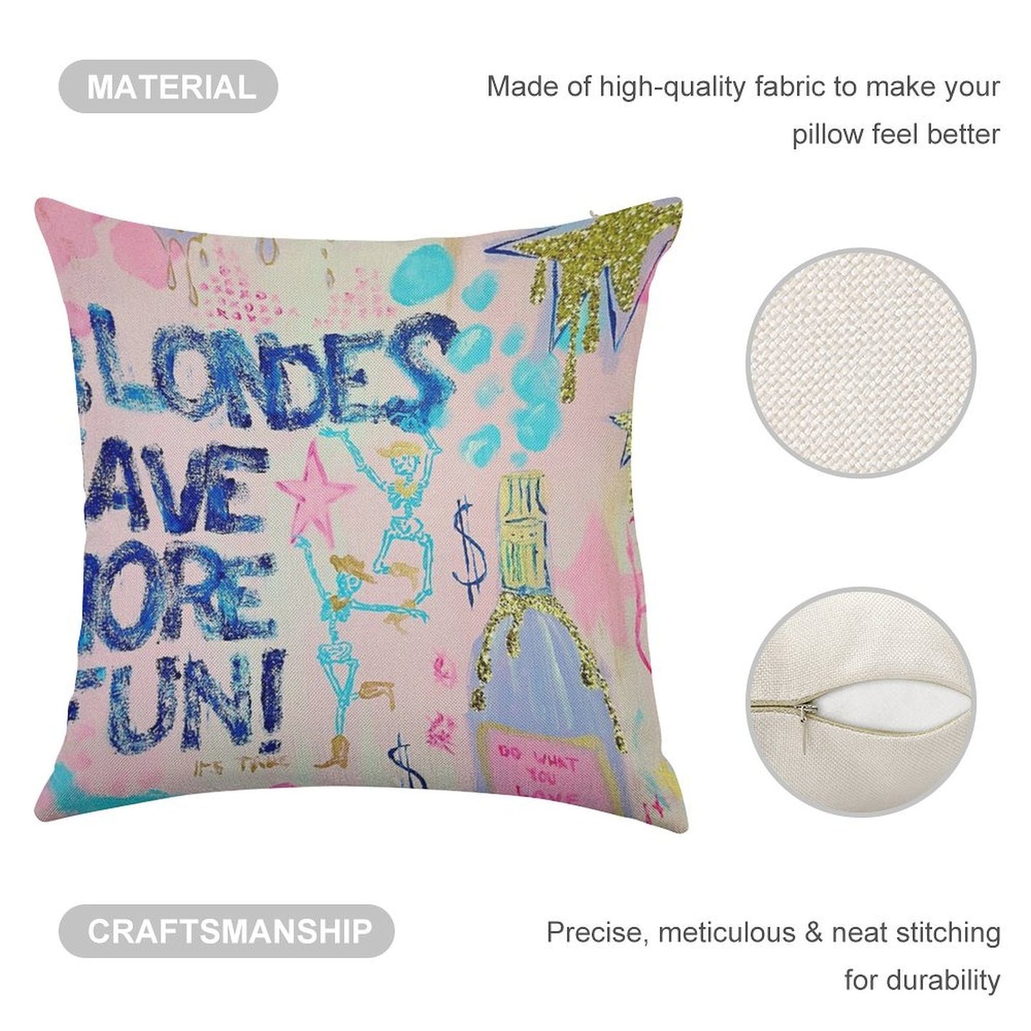 Blondes Have More Fun Linen Throw Pillow Cover
