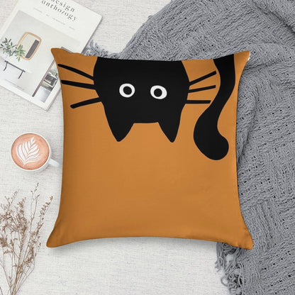 Funny Black Cat Soft Shrink-Resistant Throw Pillow