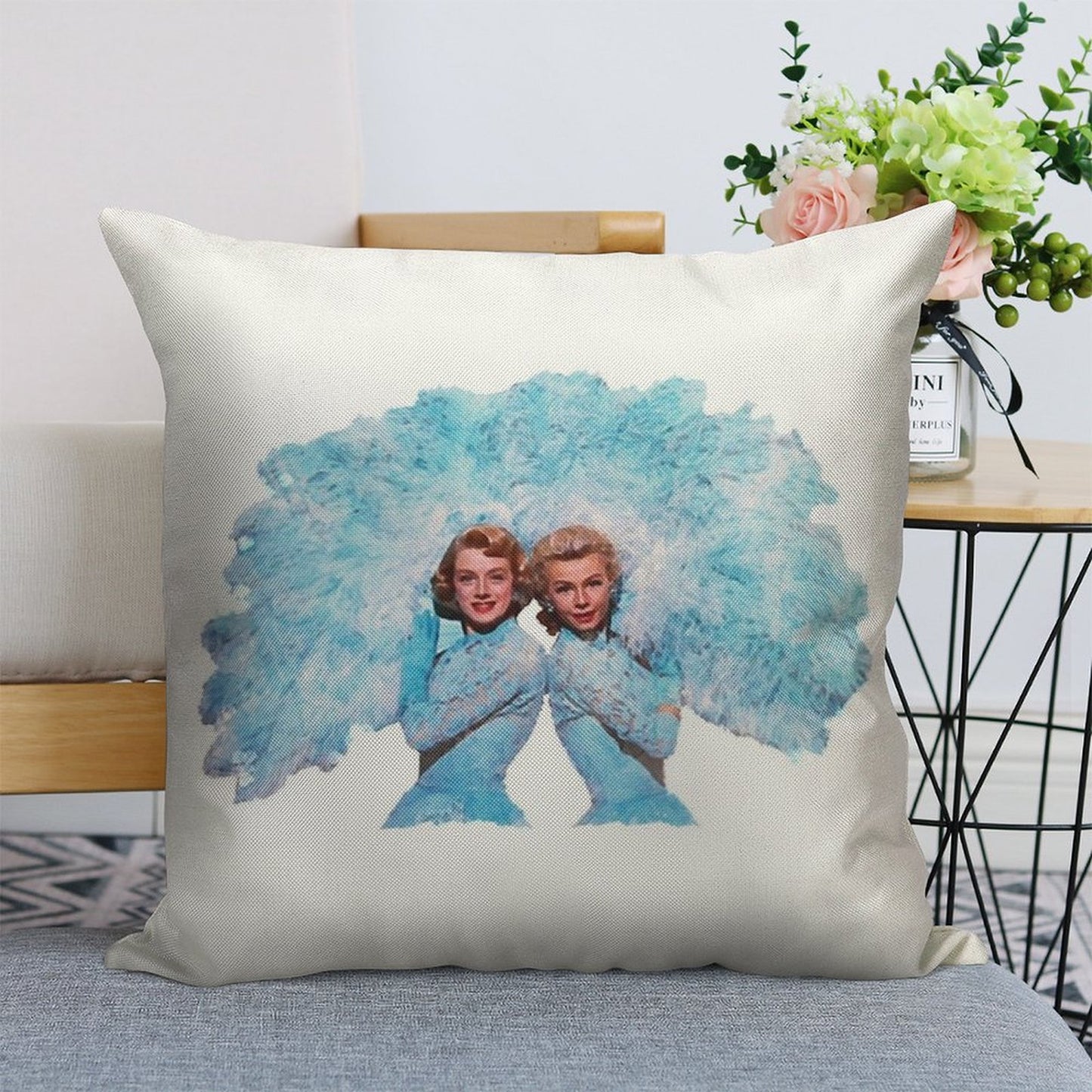 Sisters - Watercolor Linen Throw Pillow Cover