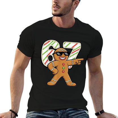 Funny 6 7 Six Seven 67 Meme Gingerbread Man Christmas  Polyester Blend T-Shirt