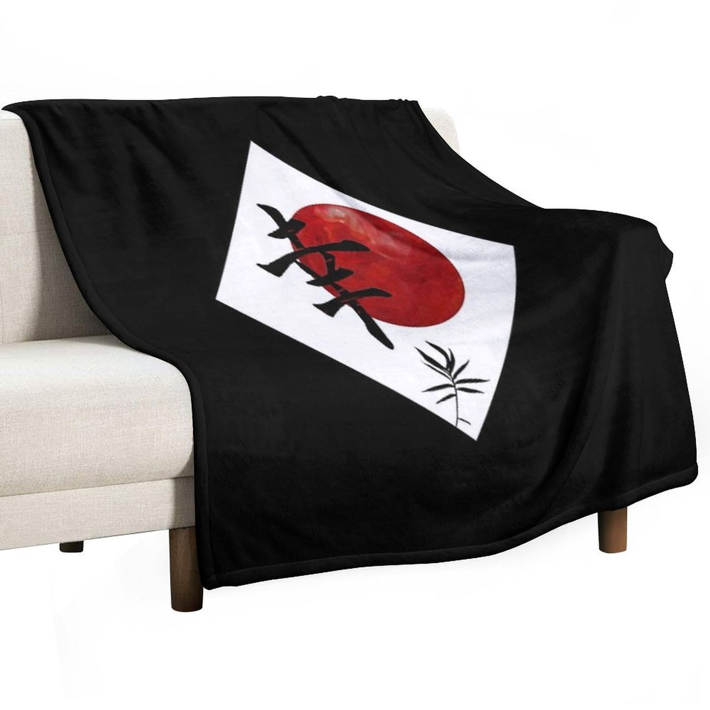 Happiness in Kanji Throw Blanket