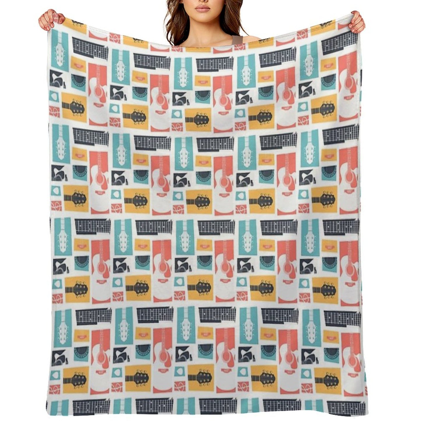 Guitar Collage Throw Blanket