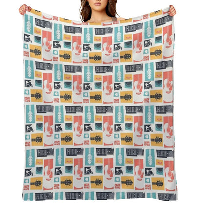Guitar Collage Throw Blanket