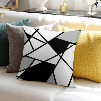 Black Modern Geometric Pattern Soft Gift Ready Throw Pillow