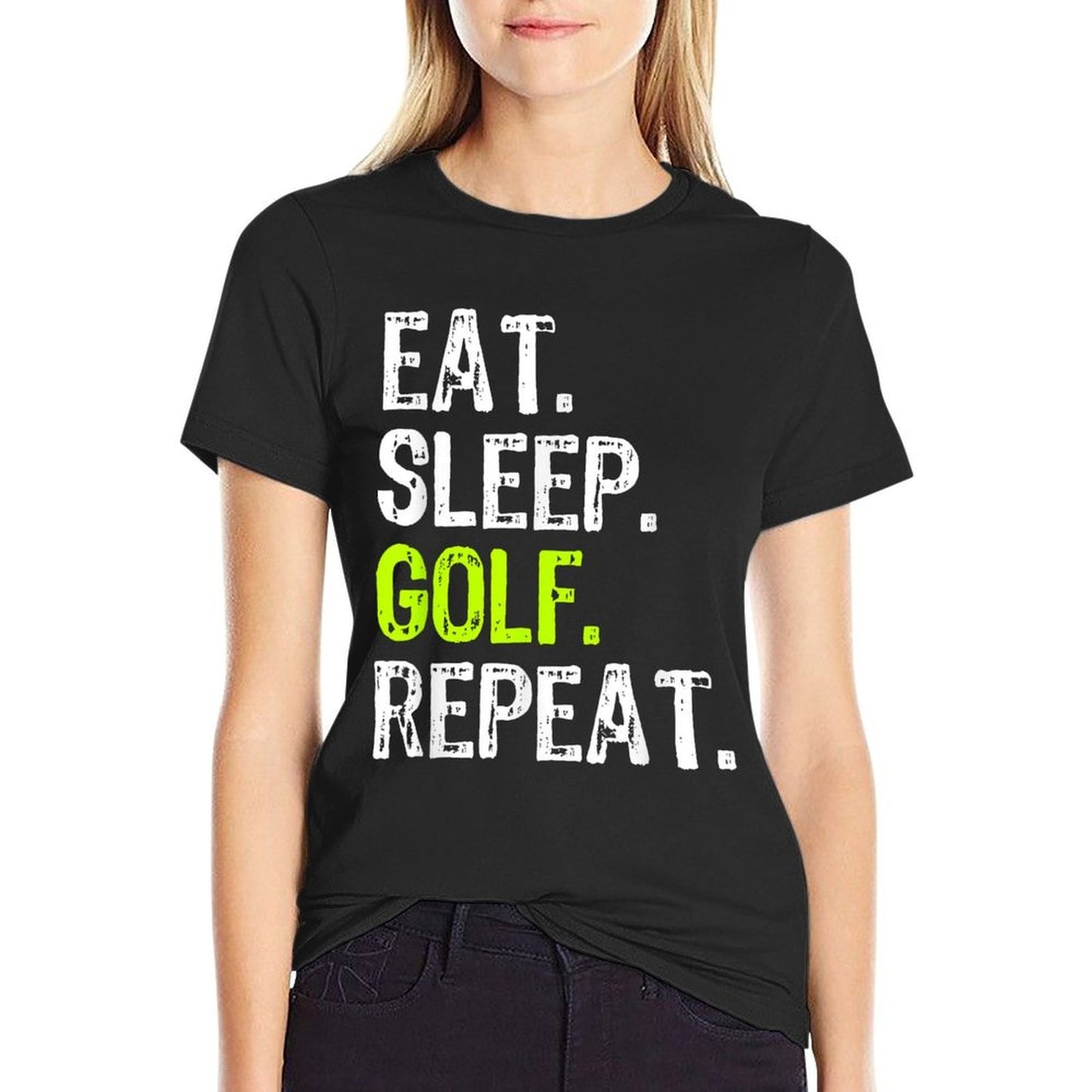 Eat Sleep Golf Repeat Golfer Golfing Funny  Rolled Sleeves T-Shirt