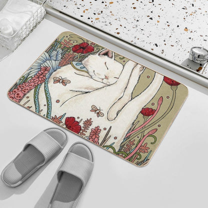 Poppies And Ladybug Bath Mat