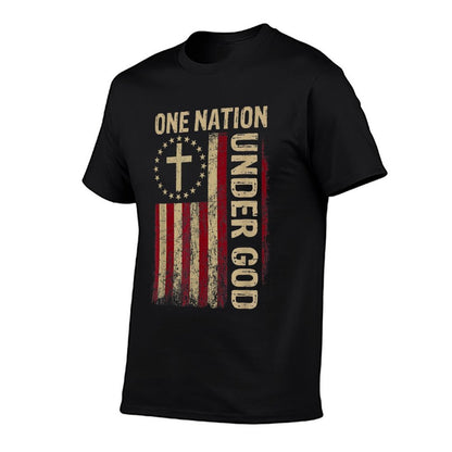 One Nation Under God 4th Of July Patriotic Christian  Polyester Blend T-Shirt