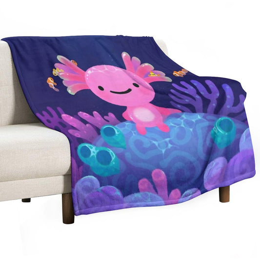 Coral Axolotl Throw Blanket