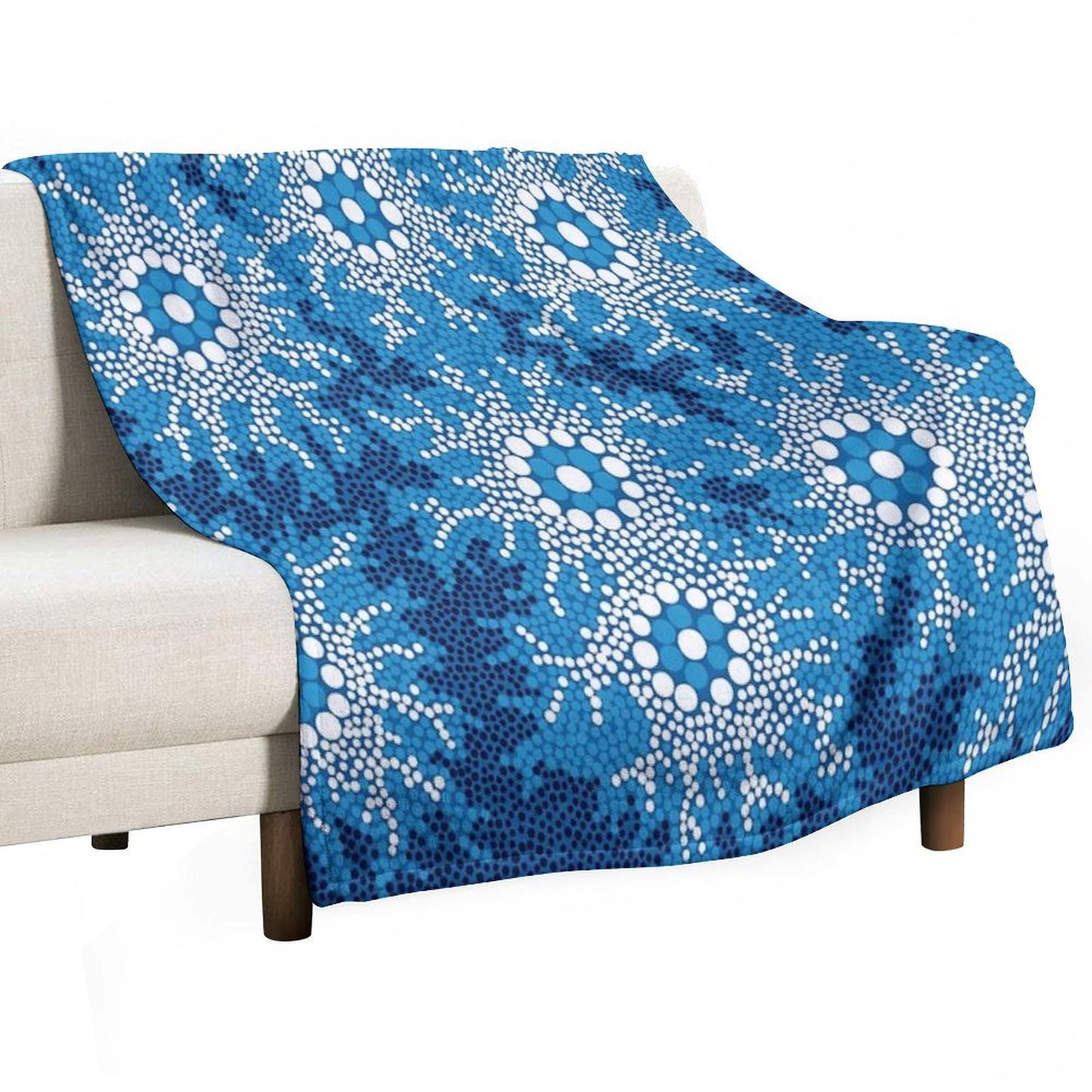 Aboriginal Art Authentic - Waterhole Dreaming Throw Blanket