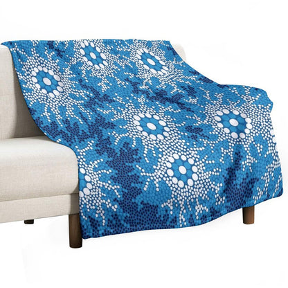 Aboriginal Art Authentic - Waterhole Dreaming Throw Blanket