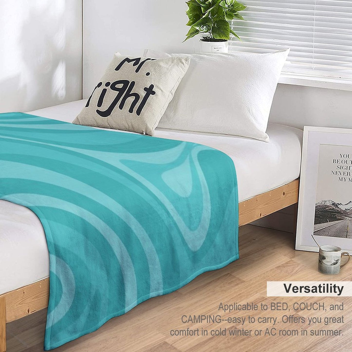 New Groove Retro Liquid Swirl Abstract Pattern in Turquoise Teal Throw Blanket