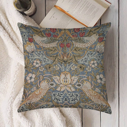 The Strawberry Thief Linen Throw Pillow Cover