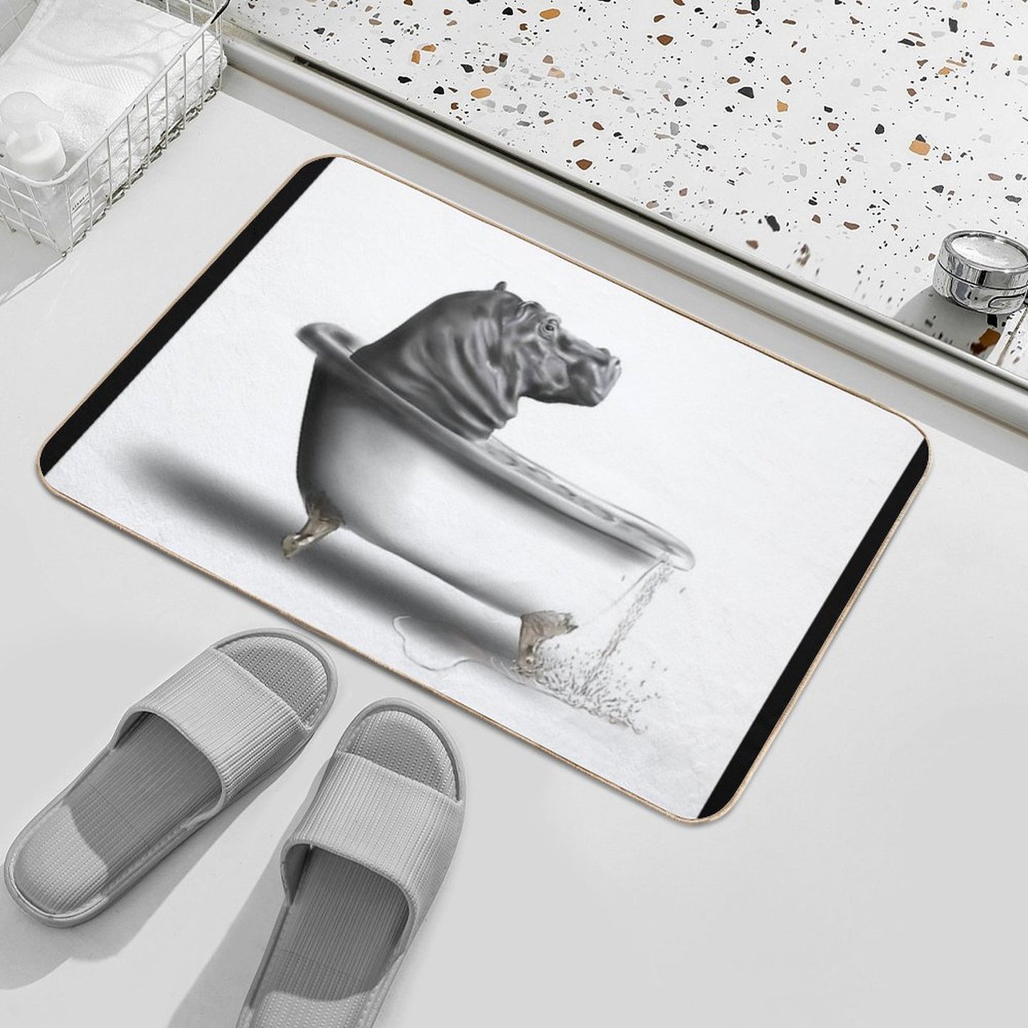 Hippo in The Bath Bath Mat