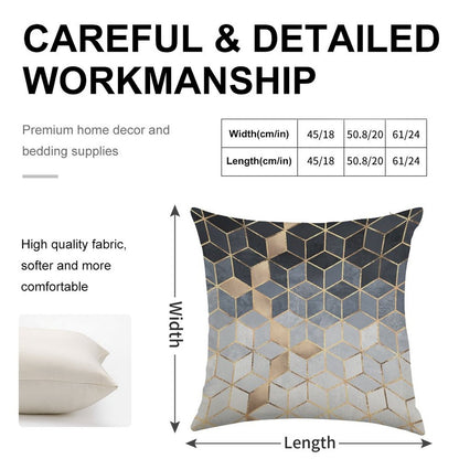 Soft Blue Gradient Cubes Linen Throw Pillow Cover