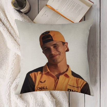 Lando Norris Linen Throw Pillow Cover