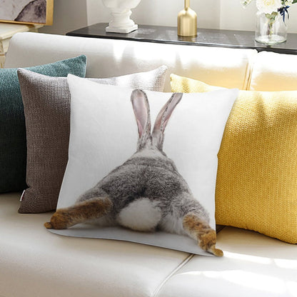 Just Relax Rabbit - View from Behind Soft Washable Throw Pillow