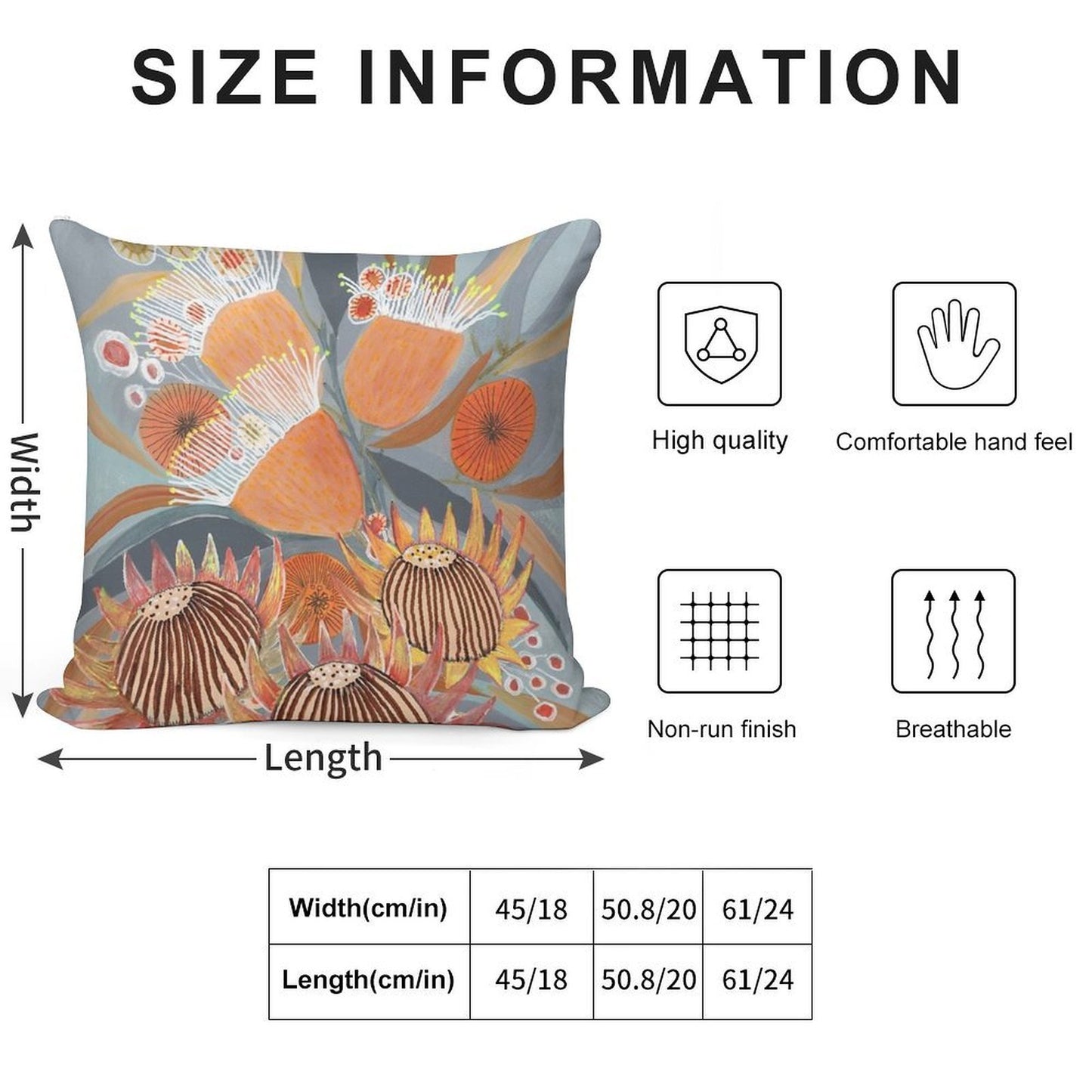 Australian Boquet Soft Shrink-Resistant Throw Pillow