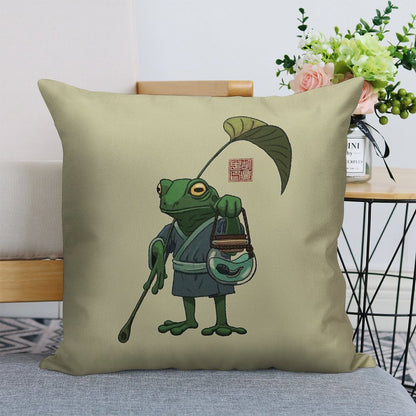 A Frog And His Son Linen Throw Pillow Cover